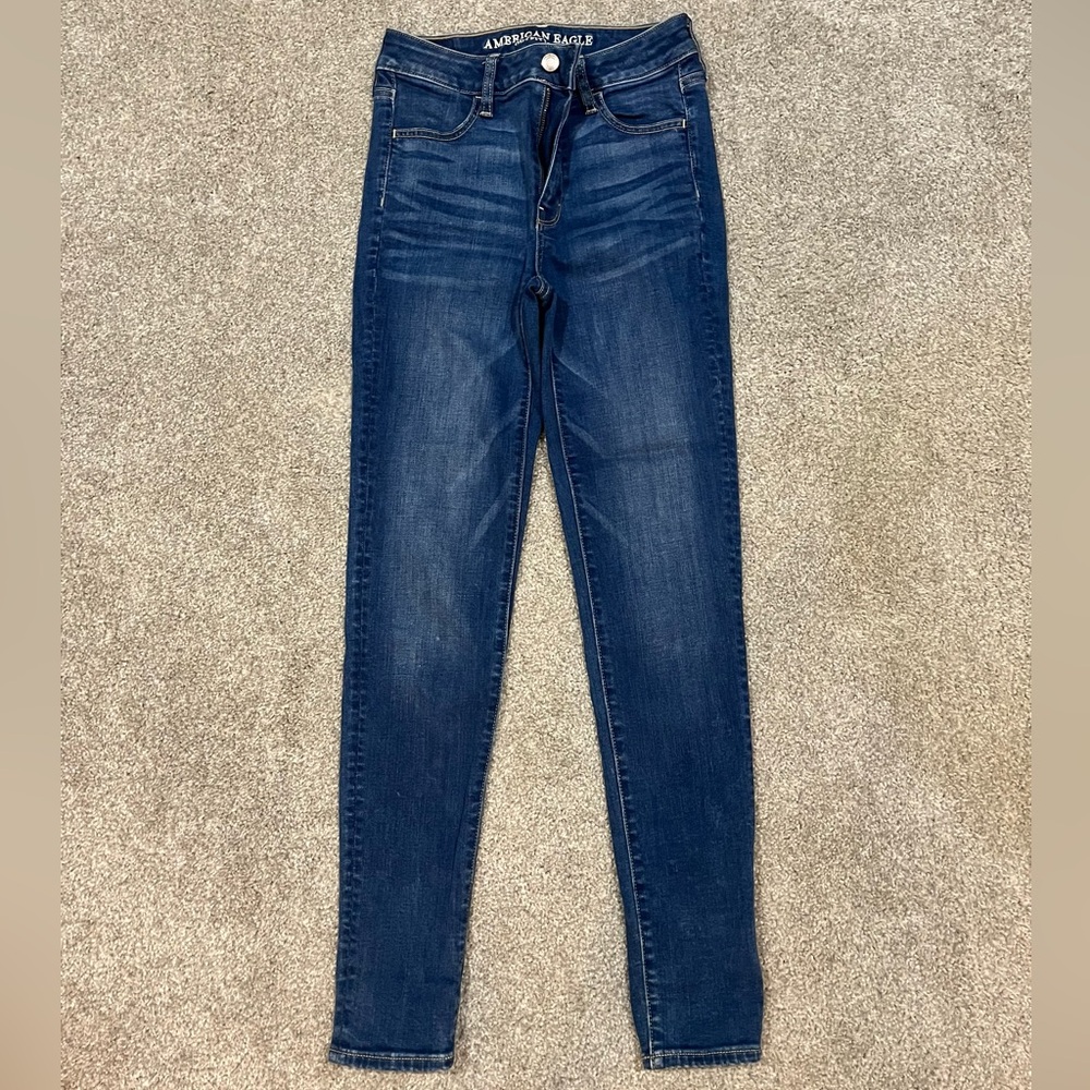 American Eagle Outfitters Dark Blue Women's Mid-Rise Skinny Jeans women’s 0R
